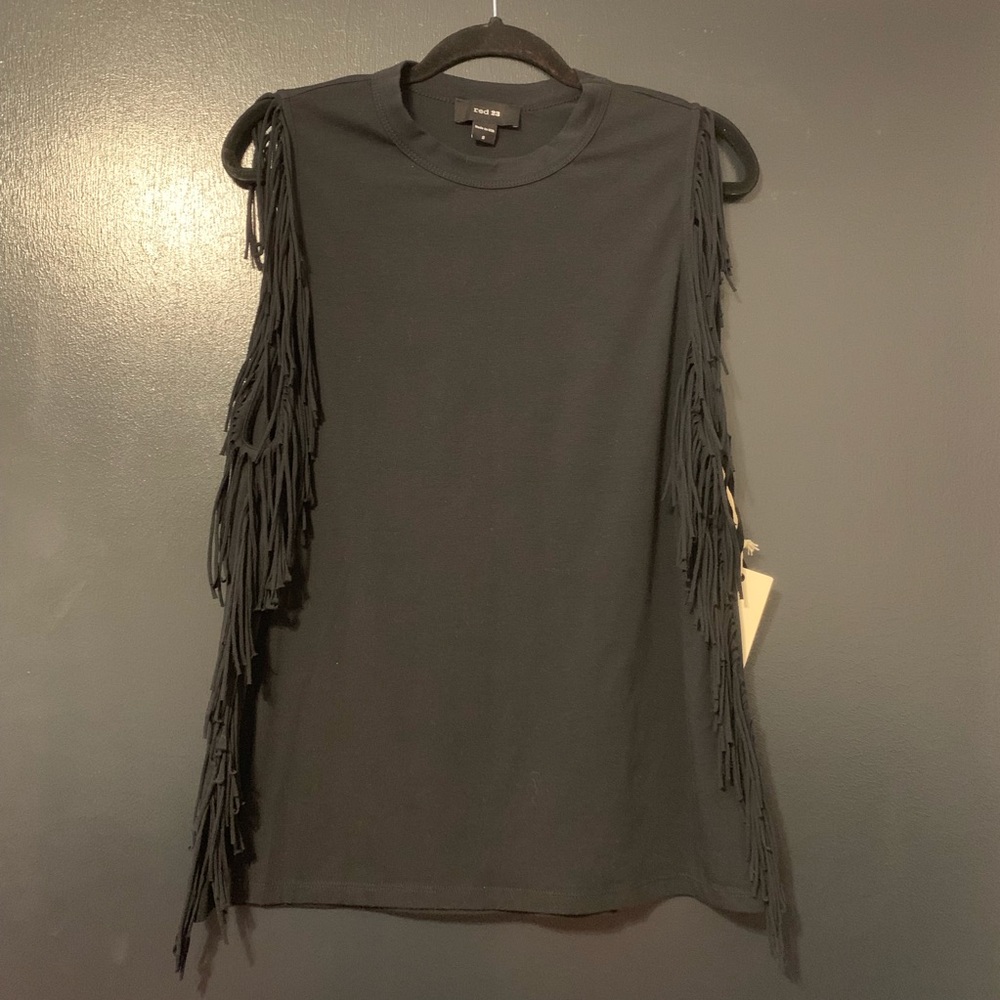 Red 23 black fringe tank size small NWT